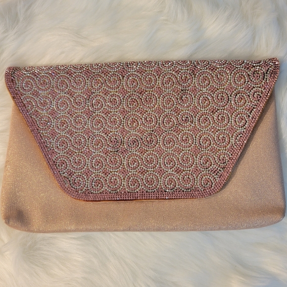 Elegant Pink Beaded Clutch - Picture 1 of 6